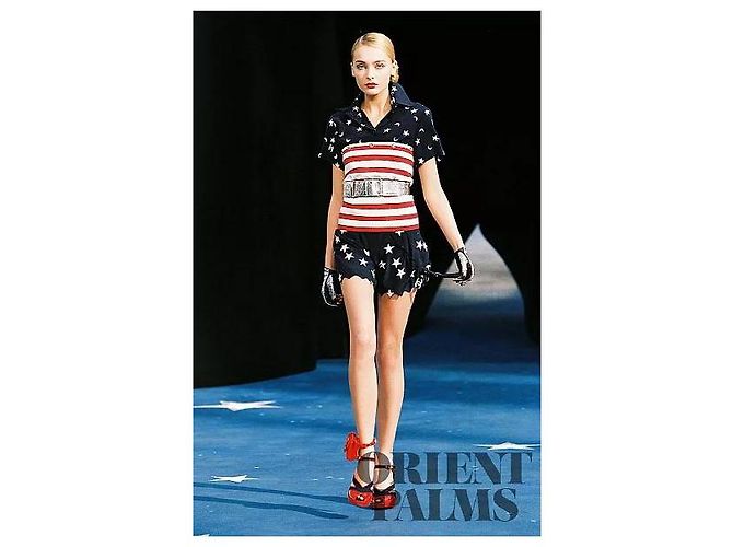 Chanel & Karl Lagerfeld 08P blouse in seta blu navy stelle & CC primavera 2008 - vista 2