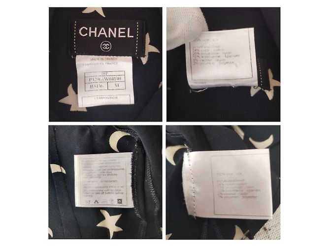 Chanel & Karl Lagerfeld 08P blouse in seta blu navy stelle & CC primavera 2008 - vista 9