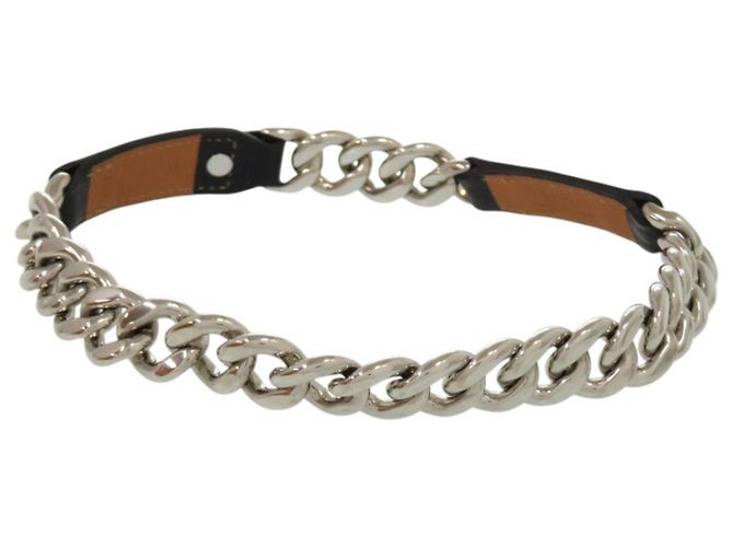 Halskette aus schwarzer Metallkette Hermès Vau Barenia Braun - Ansicht 2