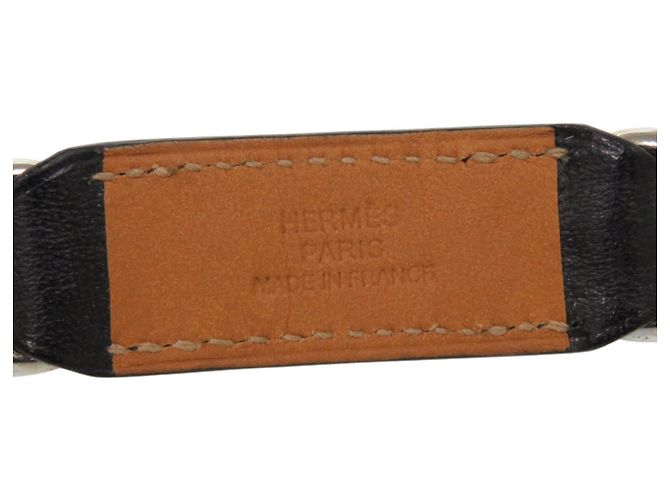 Halskette aus schwarzer Metallkette Hermès Vau Barenia Braun - Ansicht 3