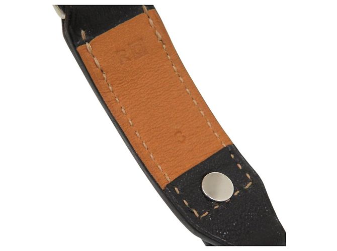 Halskette aus schwarzer Metallkette Hermès Vau Barenia Braun - Ansicht 4