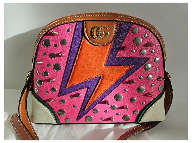 Ophidia Borsa a spalla Gucci Éclair d'Amour in pelle rosa - vista 10