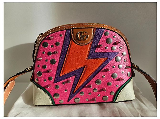 Ophidia Borsa a spalla Gucci Éclair d'Amour in pelle rosa - vista 9