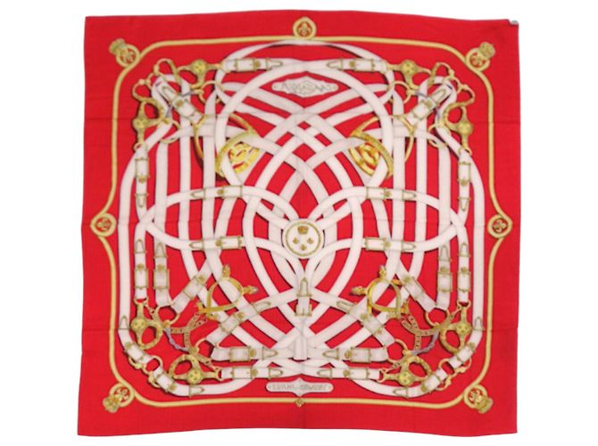 Sciarpa in cashmere e seta Hermès Carré 140 CAVALCADOUR Rosso - vista 3