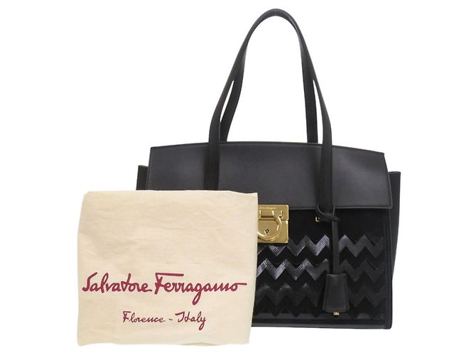 Borsa in pelle nera Gancini di Salvatore Ferragamo Nero - vista 2