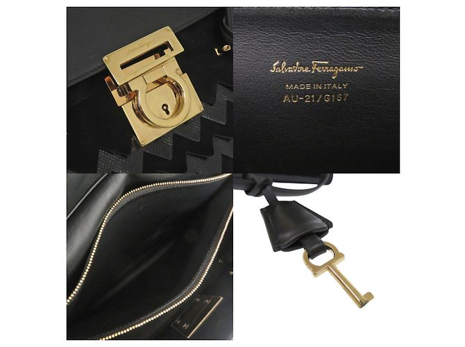 Borsa in pelle nera Gancini di Salvatore Ferragamo Nero - vista 8
