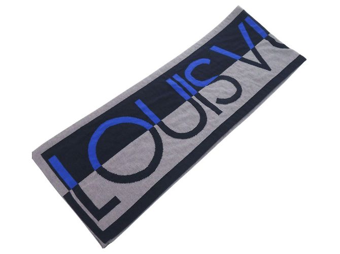 Stola in lana Louis Vuitton in grigio e blu navy Marrone - vista 3