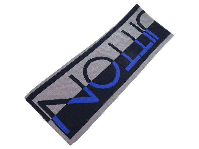 Stola in lana Louis Vuitton in grigio e blu navy Marrone - vista 4