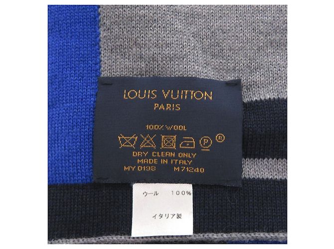 Stola in lana Louis Vuitton in grigio e blu navy Marrone - vista 6