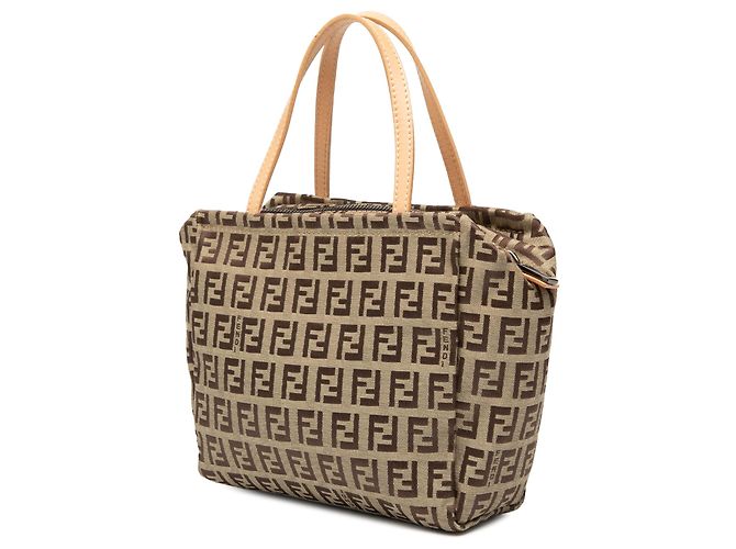 Fendi Braune Zucchino Canvas Handtasche Hellbraun - Ansicht 2