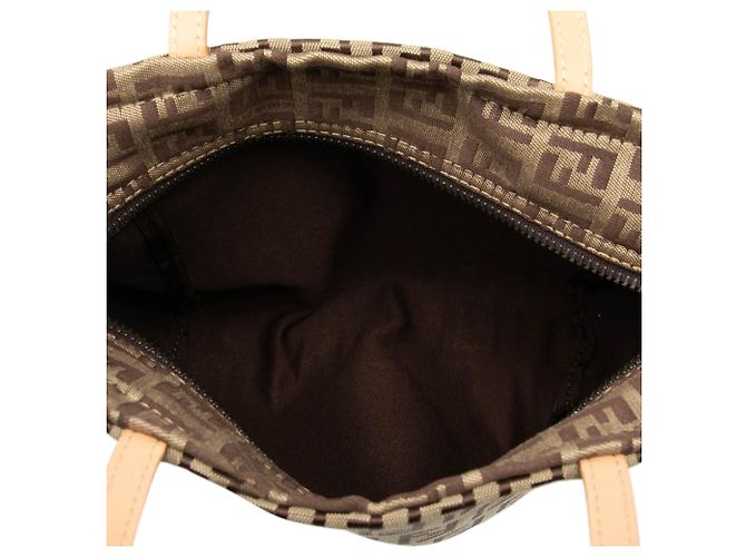 Fendi Braune Zucchino Canvas Handtasche Hellbraun - Ansicht 4
