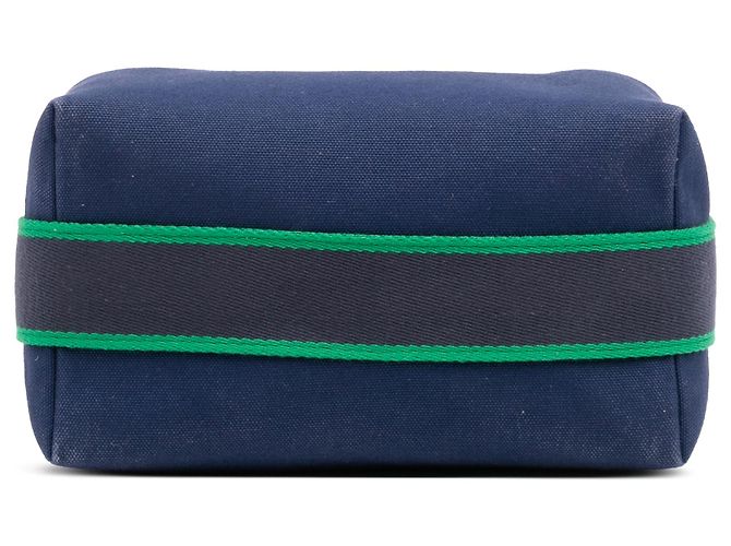 Custodia Bride A Brac piccola in tela blu Hermès - vista 3