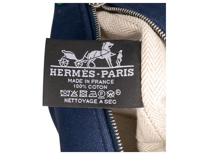 Custodia Bride A Brac piccola in tela blu Hermès - vista 5