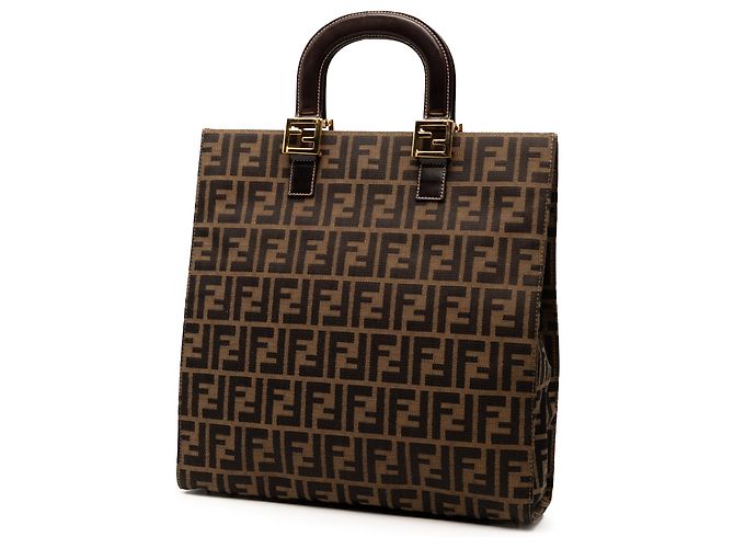 Bolso Tote Twins de lona Zucca marrón Fendi Castaño - vista 2