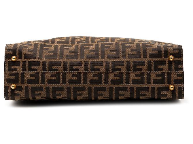 Bolso Tote Twins de lona Zucca marrón Fendi Castaño - vista 3