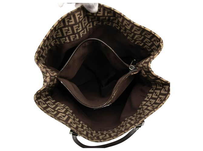 Fendi Braune Zucchino Canvas Tasche - vista 4