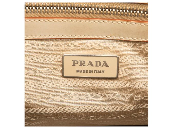 Bolsa de couro marrom com relevo Prada Bege - vista 5