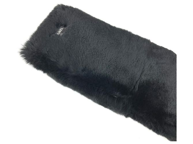 Chanel Two-tone CC Logo Coco Mark Tippet Accessory Fur Scarf Black White Yellow - view 4