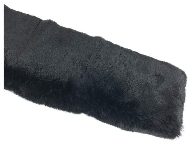 Chanel Two-tone CC Logo Coco Mark Tippet Accessory Fur Scarf Black White Yellow - view 5