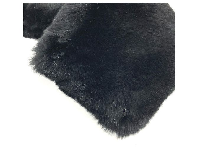 Chanel Two-tone CC Logo Coco Mark Tippet Accessory Fur Scarf Black White Yellow - view 7