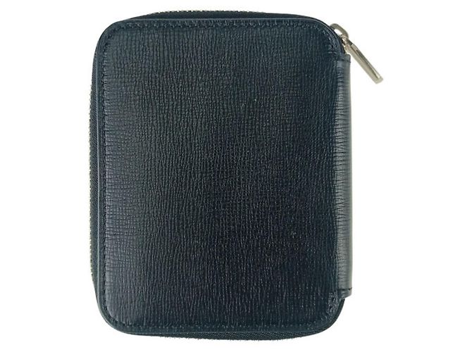 Porta tarjetas con cremallera en piel de ternera granulada negra Valextra - vista 3