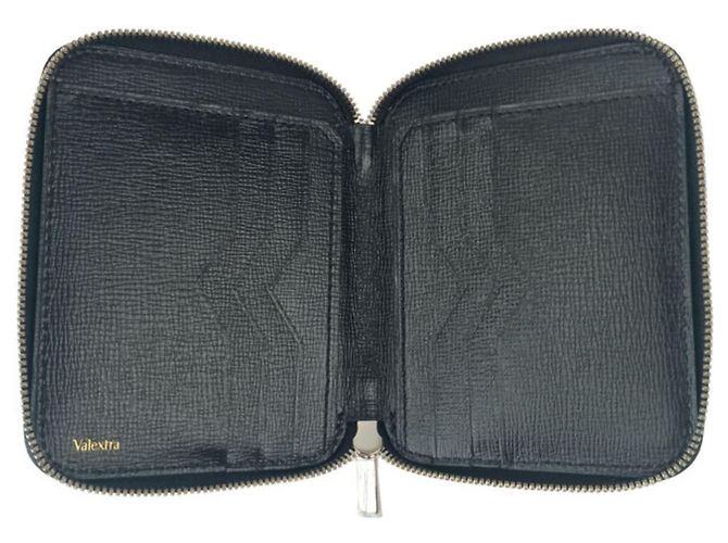 Porta tarjetas con cremallera en piel de ternera granulada negra Valextra - vista 5