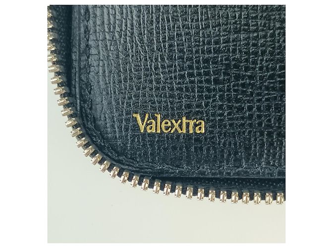 Porta tarjetas con cremallera en piel de ternera granulada negra Valextra - vista 7