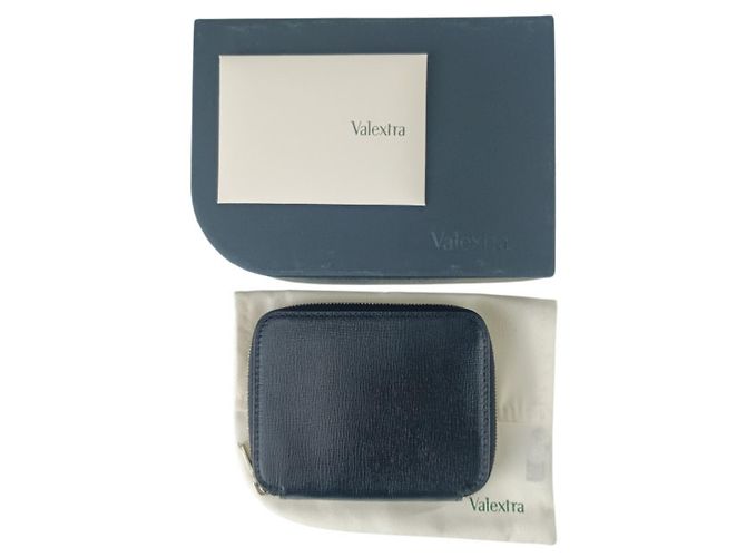 Porta tarjetas con cremallera en piel de ternera granulada negra Valextra - vista 8