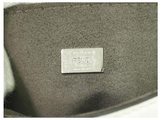 Fendi Double Baguette in pelle ricamata con borchie micro Bianco - vista 5