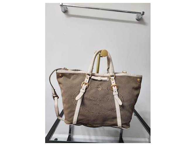 Prada Canapa Logo Jacquard Tote Beige/Braun - Ansicht 10