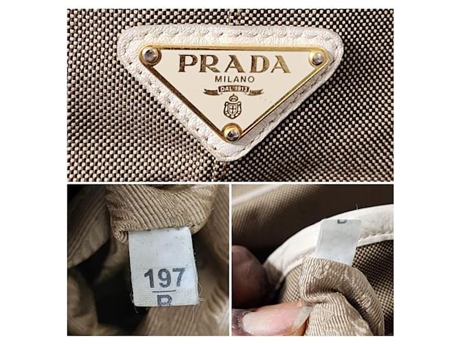 Prada Canapa Logo Jacquard Tote Beige/Braun - Ansicht 12