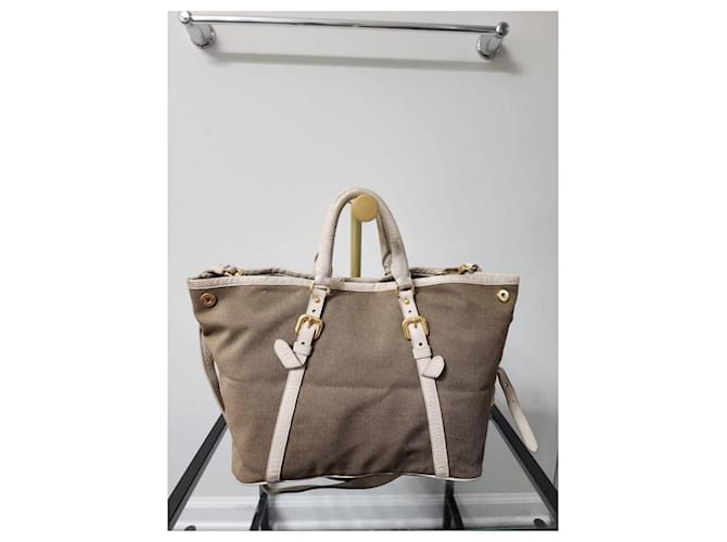 Prada Canapa Logo Jacquard Tote Beige/Braun - Ansicht 3