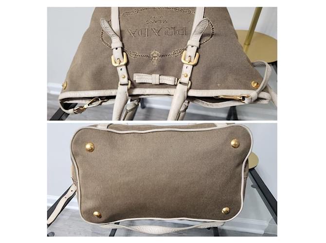 Prada Canapa Logo Jacquard Tote Beige/Braun - Ansicht 5