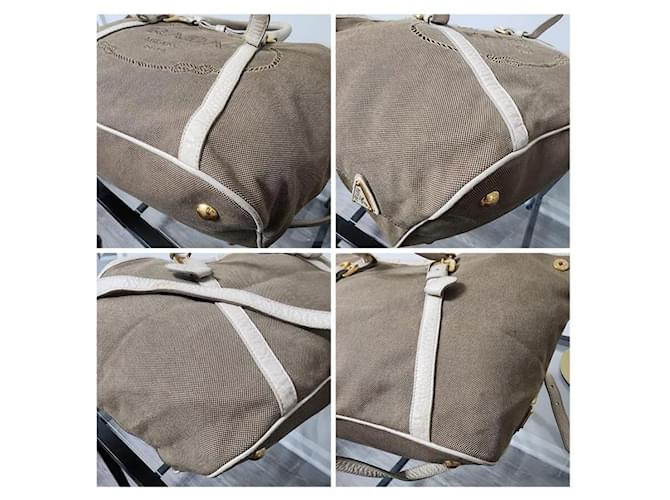 Prada Canapa Logo Jacquard Tote Beige/Braun - Ansicht 8