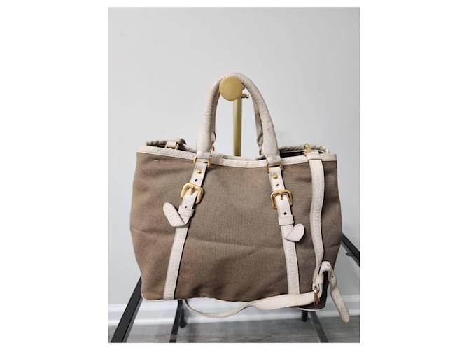 Prada Canapa Logo Jacquard Tote Beige/Braun - Ansicht 9
