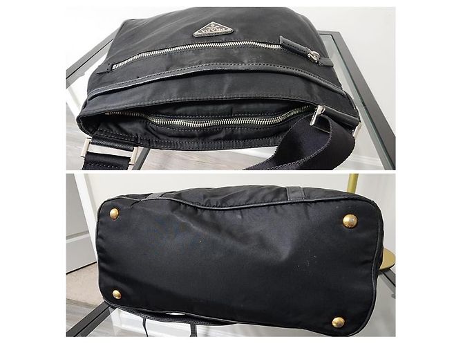 Borsa a tracolla/spalla in nylon Saffiano nera di Prada Nero - vista 11