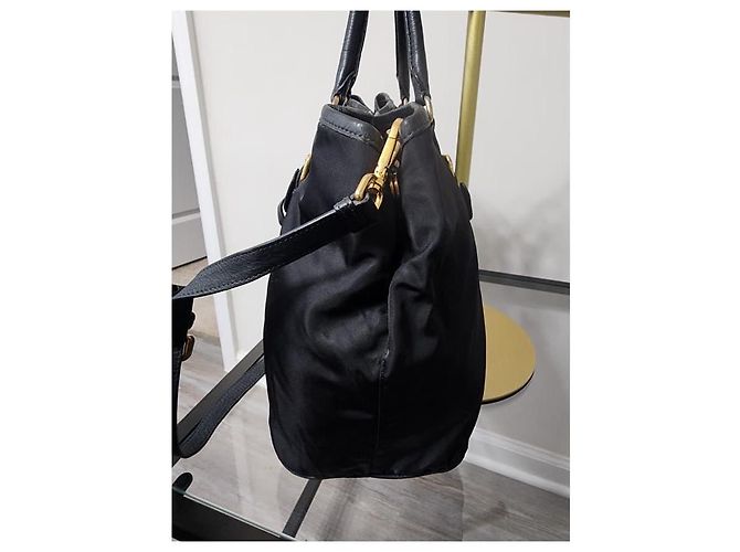 Prada Tessuto & Vitello Daino Nylon Einkaufstasche Schwarz - Ansicht 4
