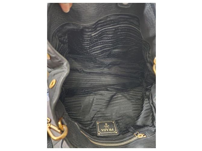 Prada Tessuto & Vitello Daino Nylon Einkaufstasche Schwarz - Ansicht 5