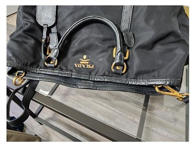 Prada Tessuto & Vitello Daino Nylon Einkaufstasche Schwarz - Ansicht 9