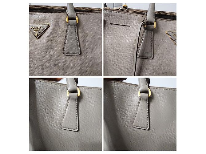 PRADA Große Doppelreißverschluss Tote Bag Saffiano Lux Bicolor Beige - Ansicht 11