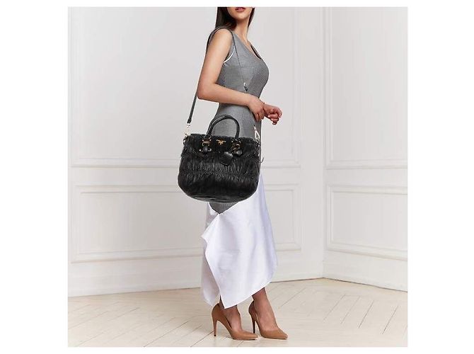 Borsa tote Gaufre in pelle Nappa nera PRADA Nero - vista 12