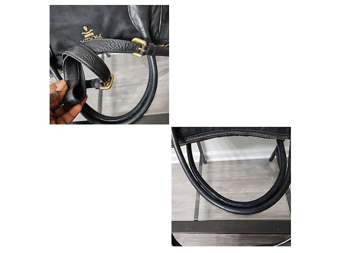 Borsa tote Prada in nylon e pelle nera Nero - vista 4