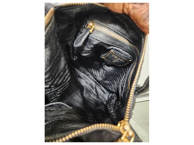 Borsa tote Prada in nylon e pelle nera Nero - vista 8