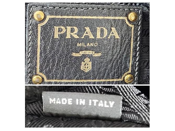Borsa tote Prada in nylon e pelle nera Nero - vista 9