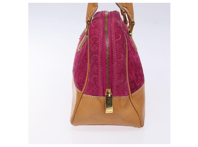 Céline Celine Vintage Macadam Handtasche aus Macadam-Suede Lila - Ansicht 4
