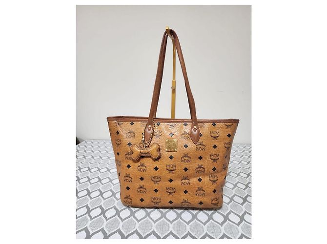 MCM Visestos Hundeknochen Einkaufstasche Cognac Braun - Ansicht 13