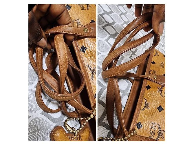 MCM Visestos Hundeknochen Einkaufstasche Cognac Braun - Ansicht 7