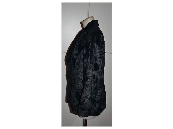 Krizia Kunstpelz Jacke Schwarz - Ansicht 3