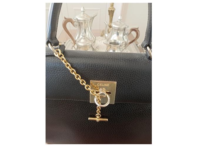 Borsa a mano Céline in pelle box nera Nero - vista 3
