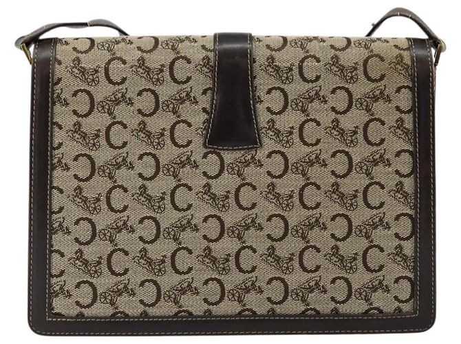 Céline Borsa a spalla Celine C Sulky in tela e pelle Marrone - vista 2